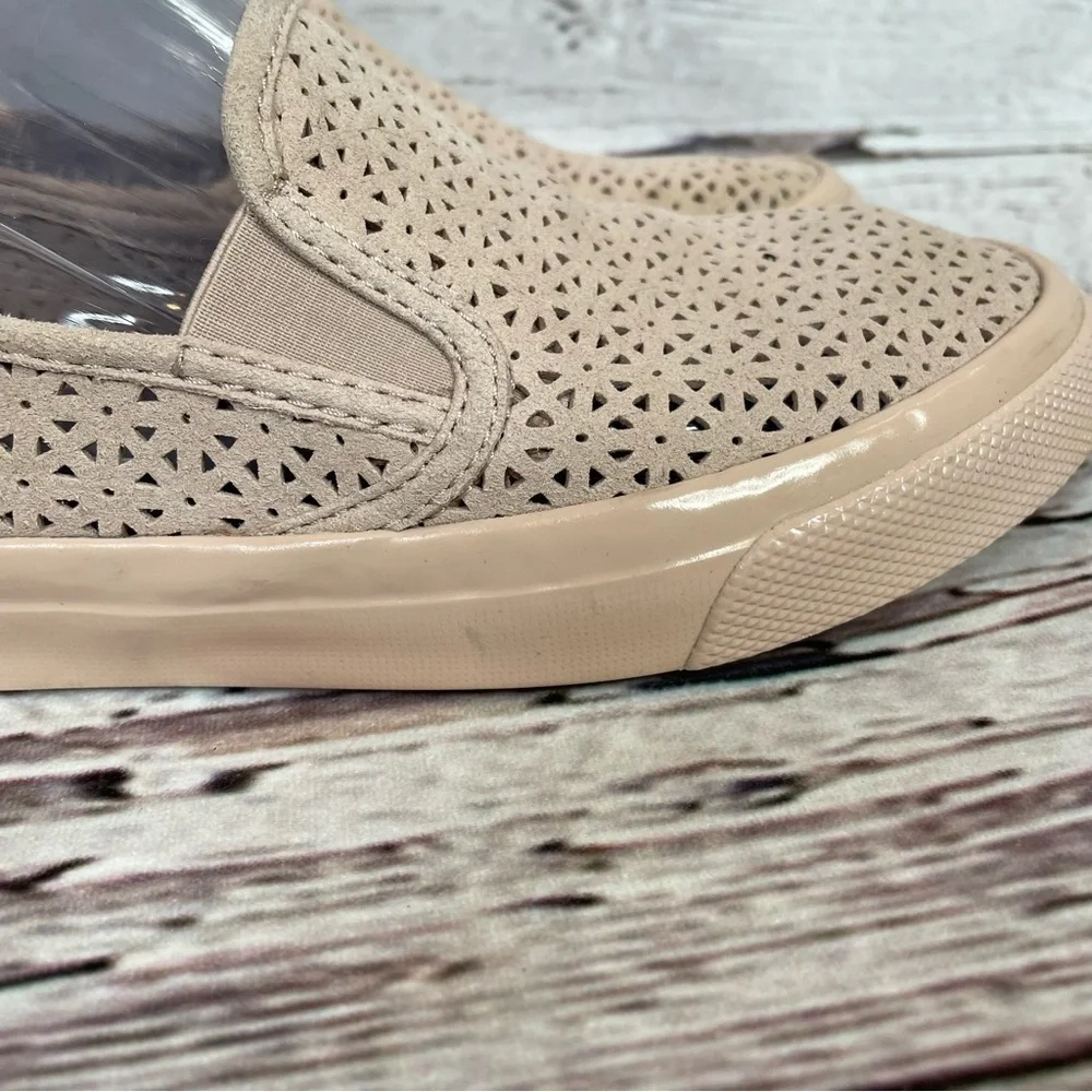Sperry Seaside Nautical Light Pink Perforated Slip On Loafer Shoes‎ Women’s 7.5M